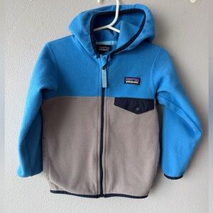 Patagonia blue grey Micro D Snap-T full zip hooded Fleece Jacket Toddler sz 3T